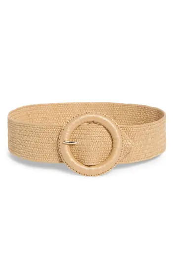 NORDSTROM RACK Stretch Woven Circular Buckle Belt in Natural at Nordstrom Rack, Size Medium/large | Nordstrom Rack