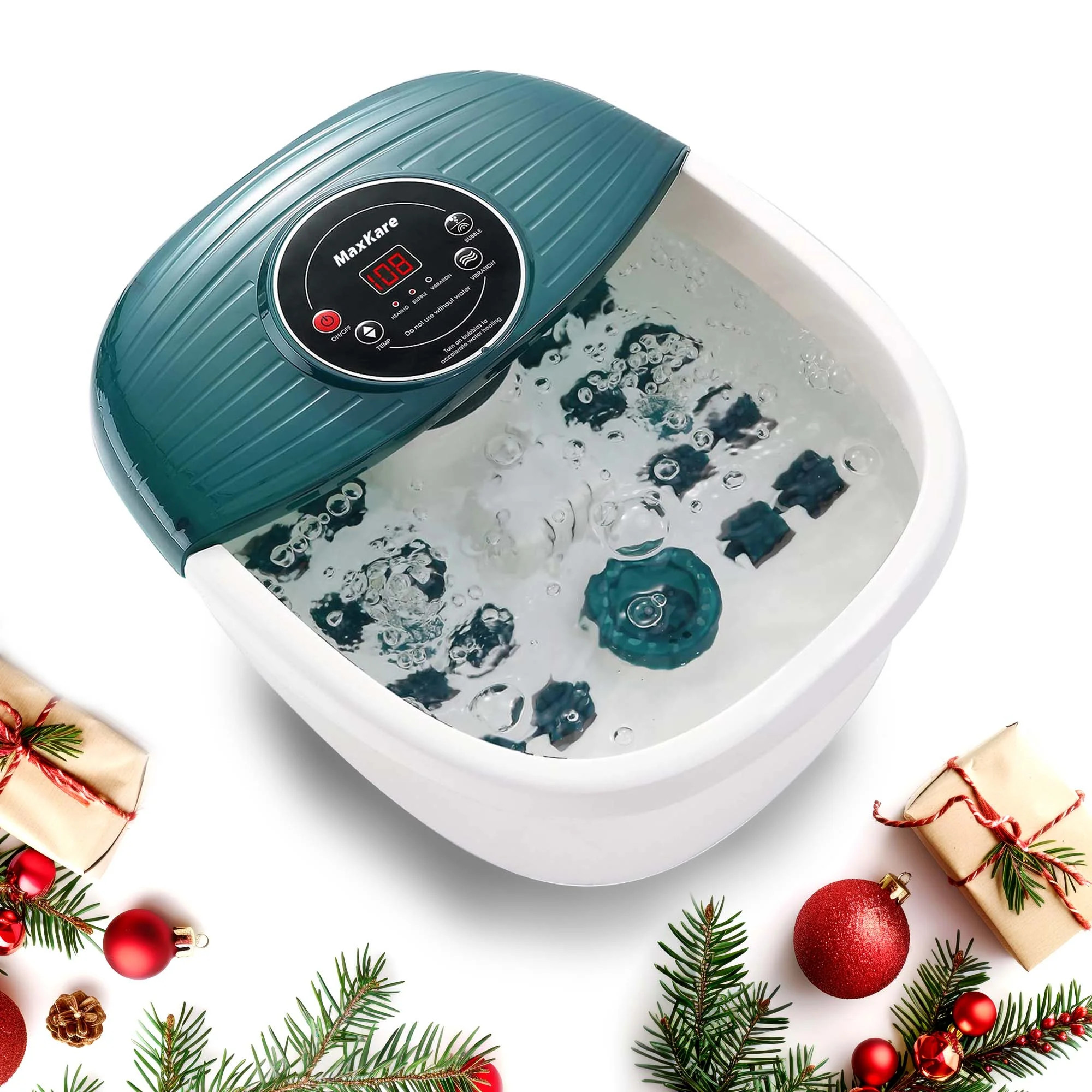 MaxKare Foot Spa Bath Massager with Heat, Bubbles, and Vibration, Digital Temperature Control, 16... | Walmart (US)