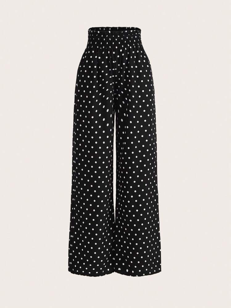 SHEIN Raffinéa Polka Dot Print High Waist Wide Leg Pants | SHEIN