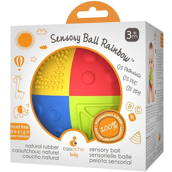 caaocho Pure Natural Rubber Sensory Ball Rainbow 3" - Sealed Hole, BPA Free Baby Ball Toy, for Se... | Amazon (US)