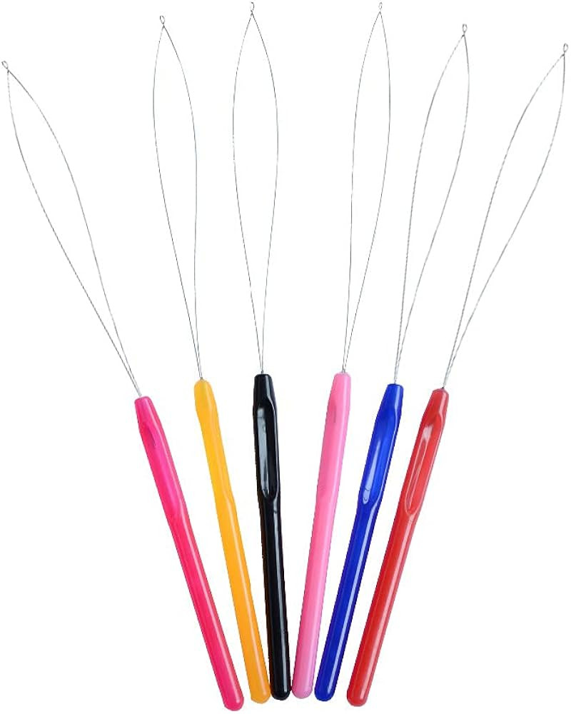 6 Pcs Plastic Hair Extension Loop Needle Threader Pulling Hook Tool Loop Tools Bead Tool for Hair... | Amazon (US)
