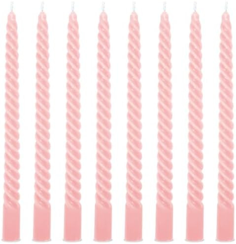 Whaline 8Pcs 10 Inch Baby Pink Spiral Taper Candles Dripless Twisted Wax Candles Long Unscented C... | Amazon (US)