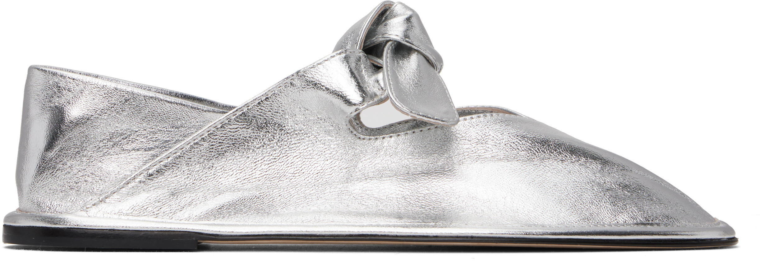 HEREU Silver Llasada Metallic Ballerina Flats | SSENSE