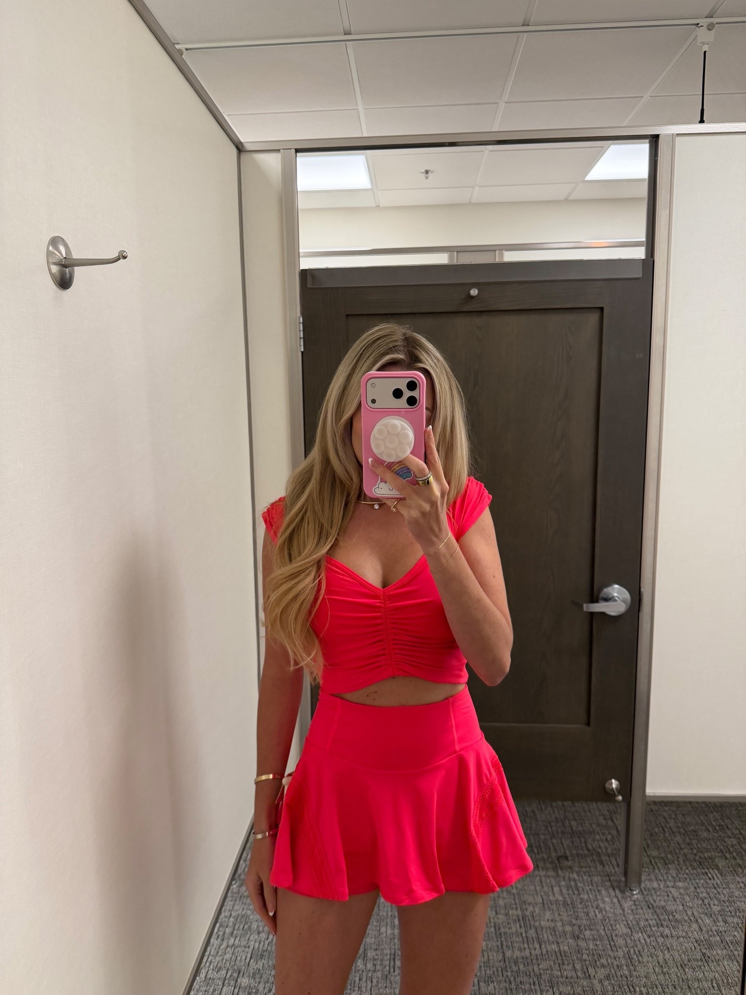 I didn’t get this because the skort was a little too short for my liking, but the color was to die for!! neon in the summer 😮‍💨 I have this top in black at home and love it! not super supportive, but very comfortable. 

athleisure, nsale, nordstrom sale, free people, work out clothes, tennis outfit, on sale

#LTKActive #LTKSaleAlert #LTKfitnessgoals