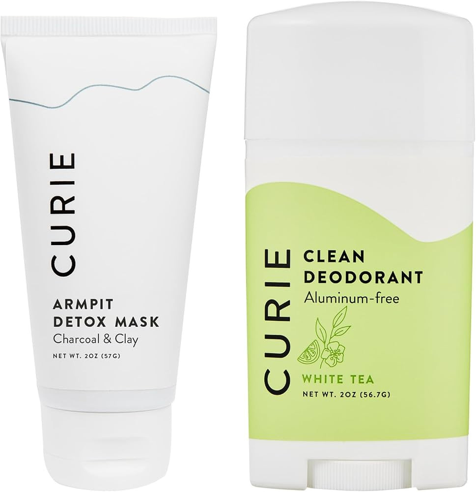 Curie Aluminum Free Deodorant - White Tea 2oz Stick and Armpit Detox Mask - Natural Deodorant, Pa... | Amazon (US)
