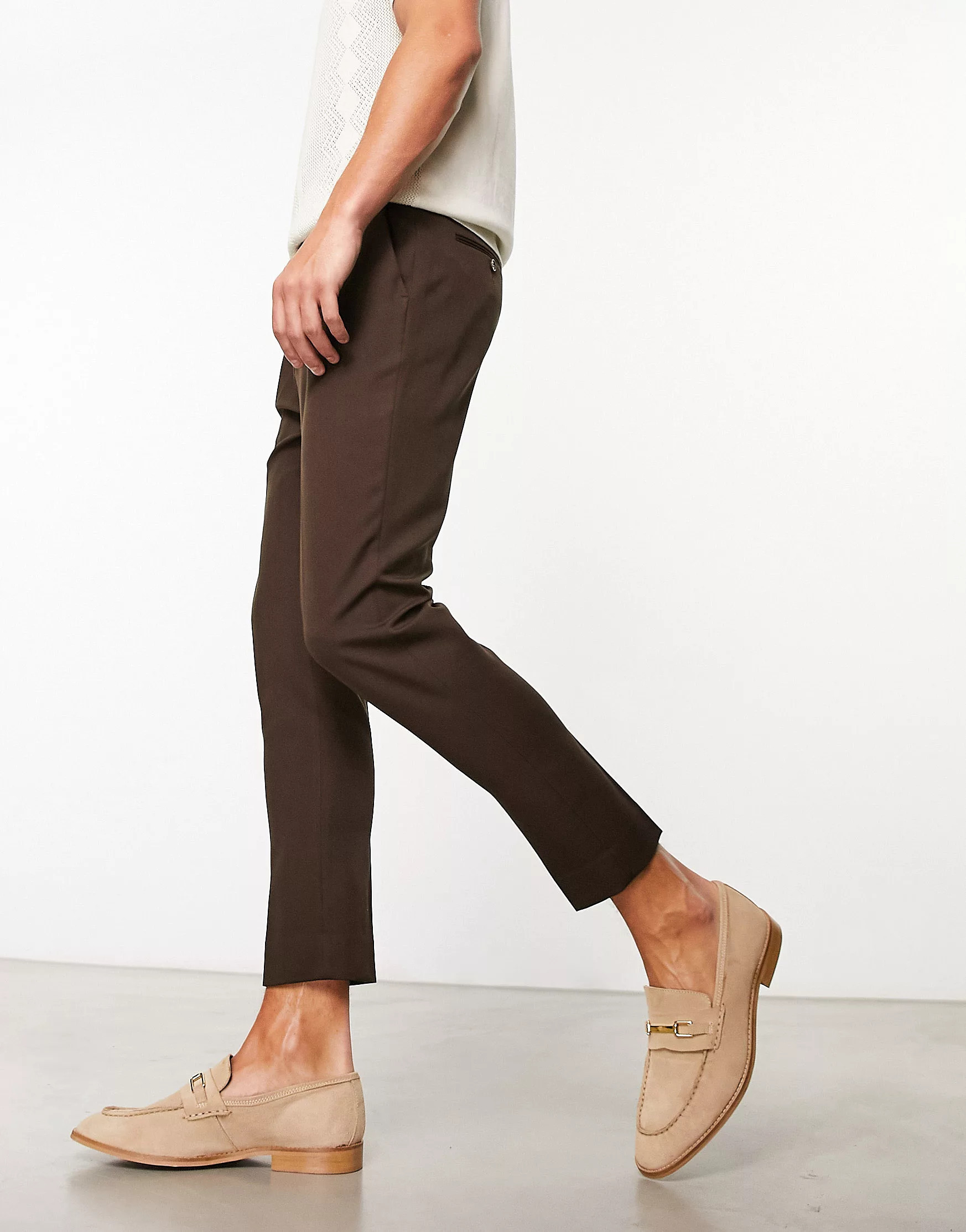 ASOS DESIGN tapered smart pants in brown | ASOS (Global)