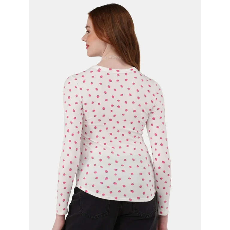 No Boundaries Crewneck Ribbed Tee with Long-Sleeves, Women's and Women’s Plus | Walmart (US)