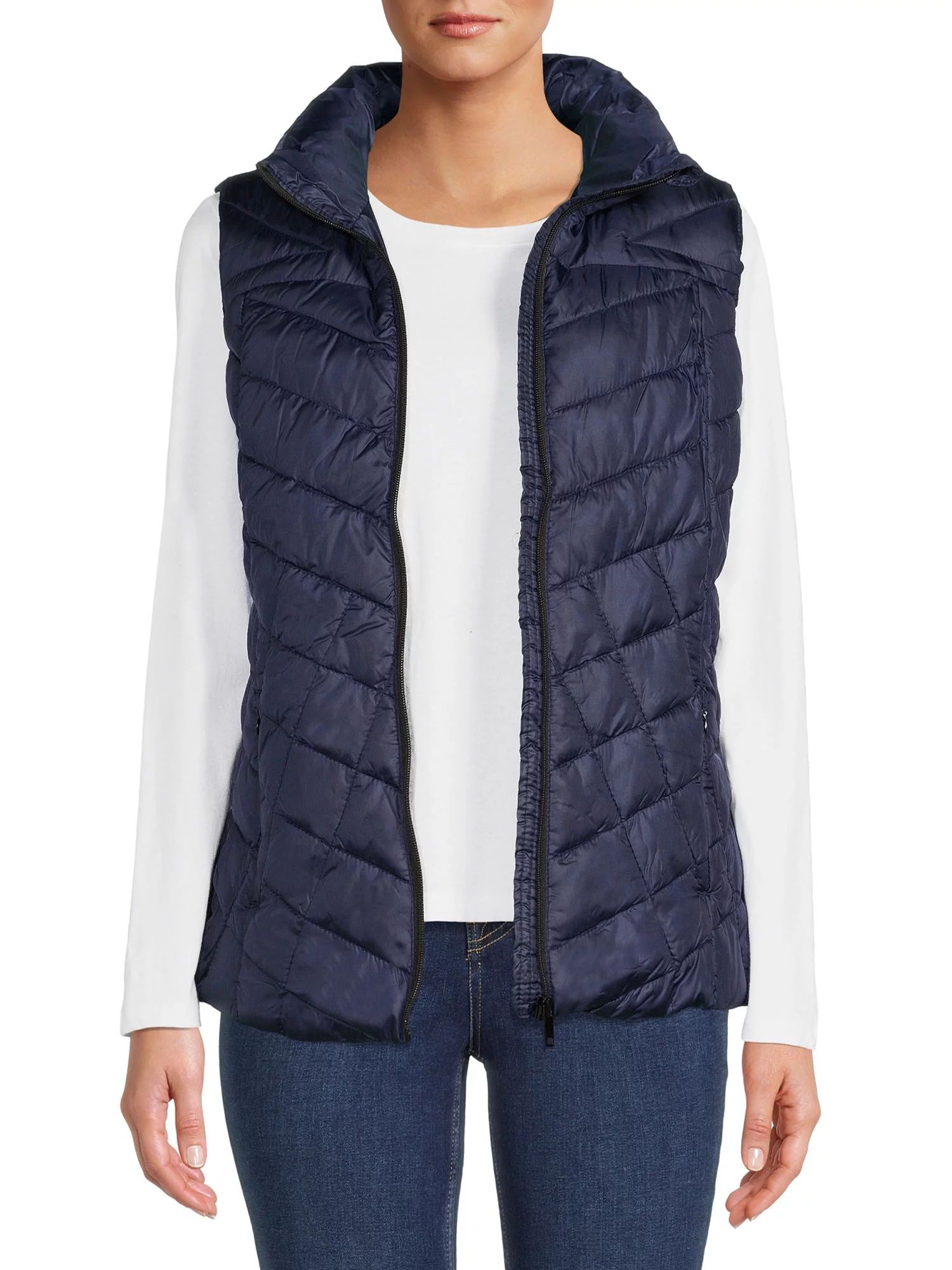 Big Chill Women's Down Blend Chevron Quilted Puffer Vest | Walmart (US)
