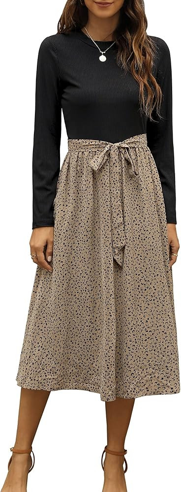 Zattcas Women 2024 Summer Dress Short Sleeve Ribbed Teacher Church Modest Business Casual Work Ou... | Amazon (US)