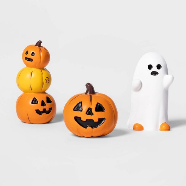 3pk Falloween Mini Ghost and Pumpkin Halloween Sculpture Set - Hyde & EEK! Boutique™ | Target