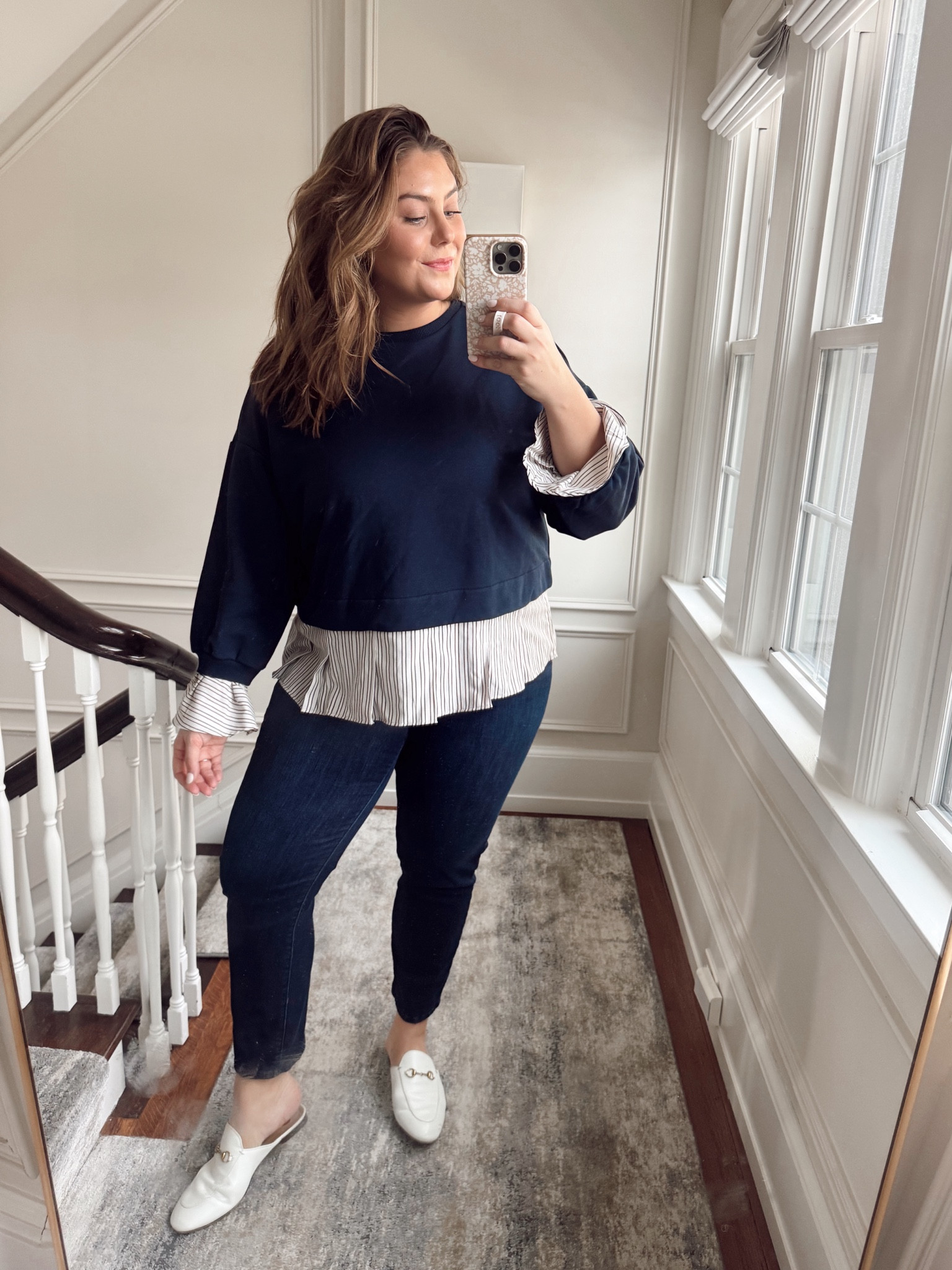 Wearing size 1X in sweater, 16 in jeans. 

#LTKWorkwear #LTKMidsize #LTKStyleTip