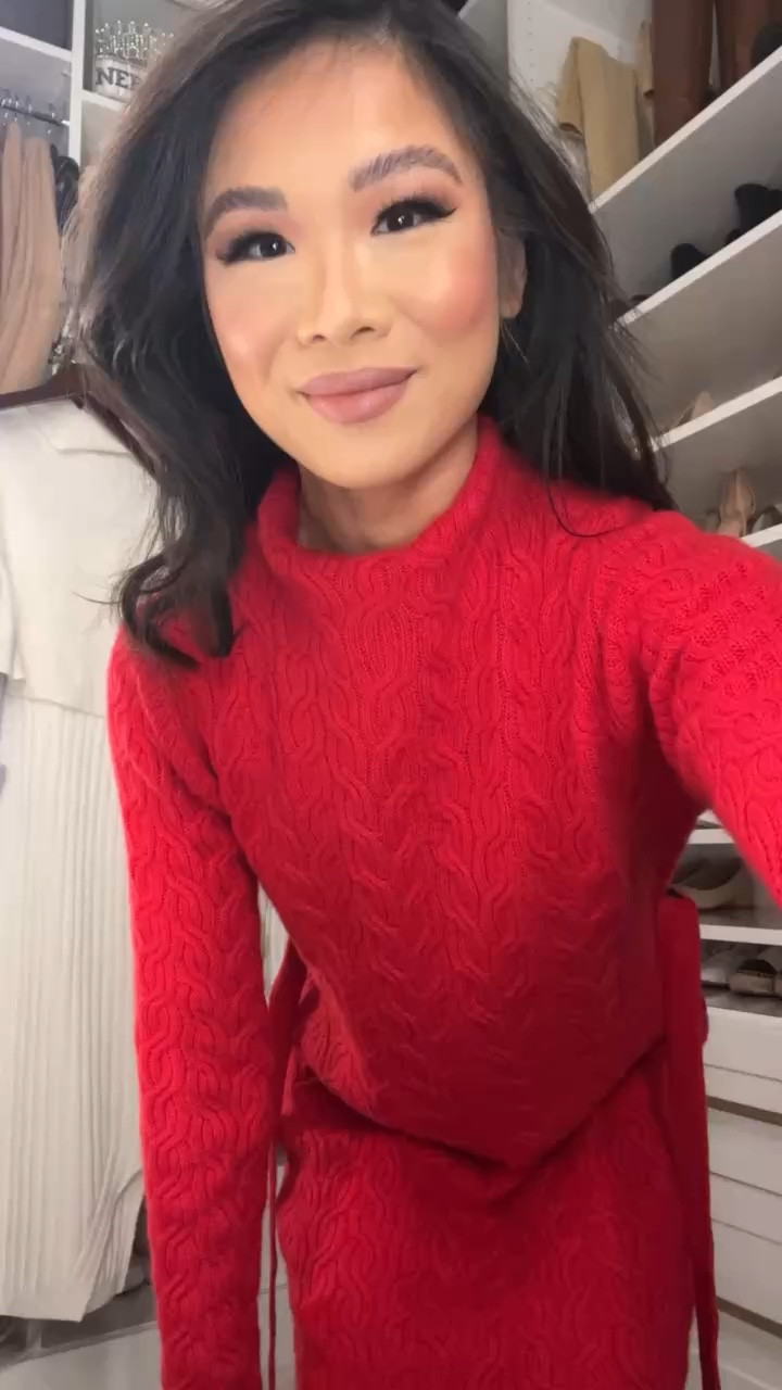 Red sweater dress that is so comfy and flattering for the holidays! On sale for 60% off and I am wearing size XS  

#LTKCyberWeek #LTKStyleTip #LTKSaleAlert