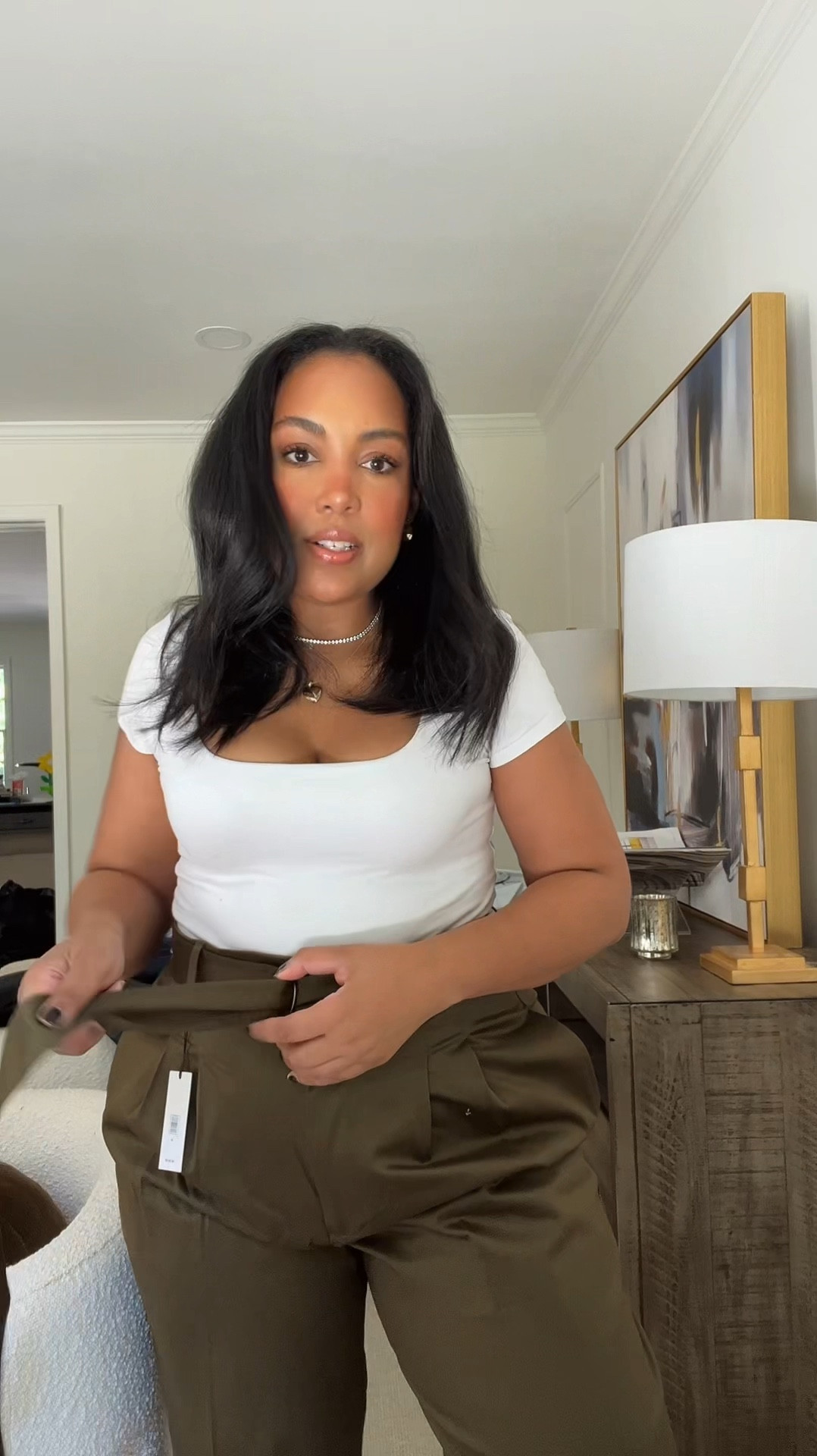 Curvy girl approved trousers! I’m shocked there’s no gaping at the waist 🙌🏾 banana republic knocked these out of the park! Both pair are currently on sale! The olive pants are under $50 and the gray pants are 40% off during the BR Friends & Family Sale 

#LTKMidsize #LTKVideo #LTKSaleAlert