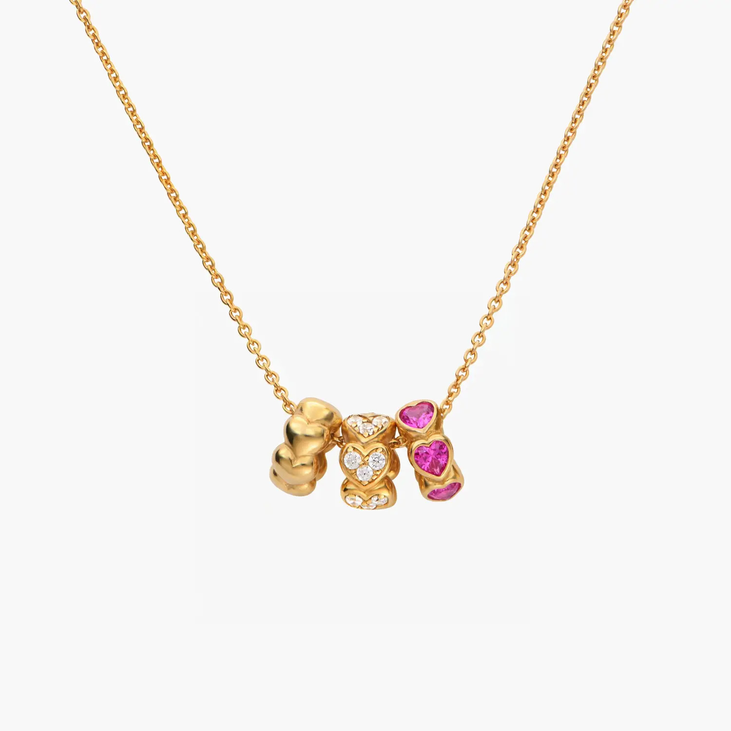 Heart Stack Charm Necklace- Gold | Oak & Luna (US)