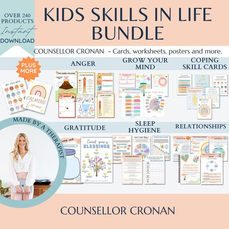 Kids Skills in Life Essential Bundle, 50% Off, Over 240 Products. Therapy Worksheets, Calming Cor... | Etsy (US)