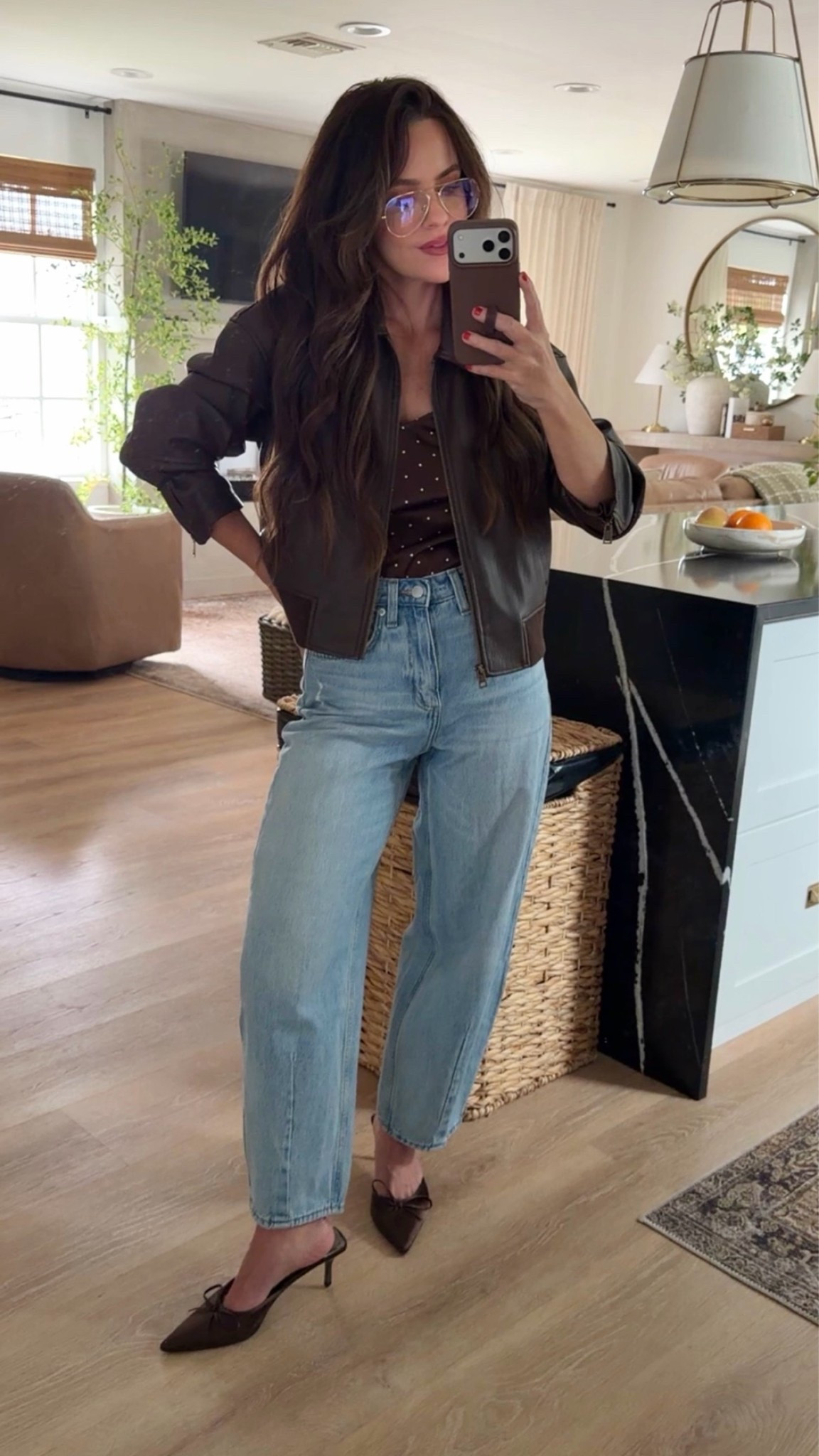 Target date night outfit on sale and SO good for fall 🤎 The chocolate brown jacket + top with these relaxed jeans feels effortless but still pulled together. Wearing a small in the tops and a size 2 regular in the jeans.

Target fall outfit, Target sale finds, date night outfit, brown fall outfit, Target denim, women’s jeans, fall fashion, affordable date night look, casual chic outfit, petite friendly outfit