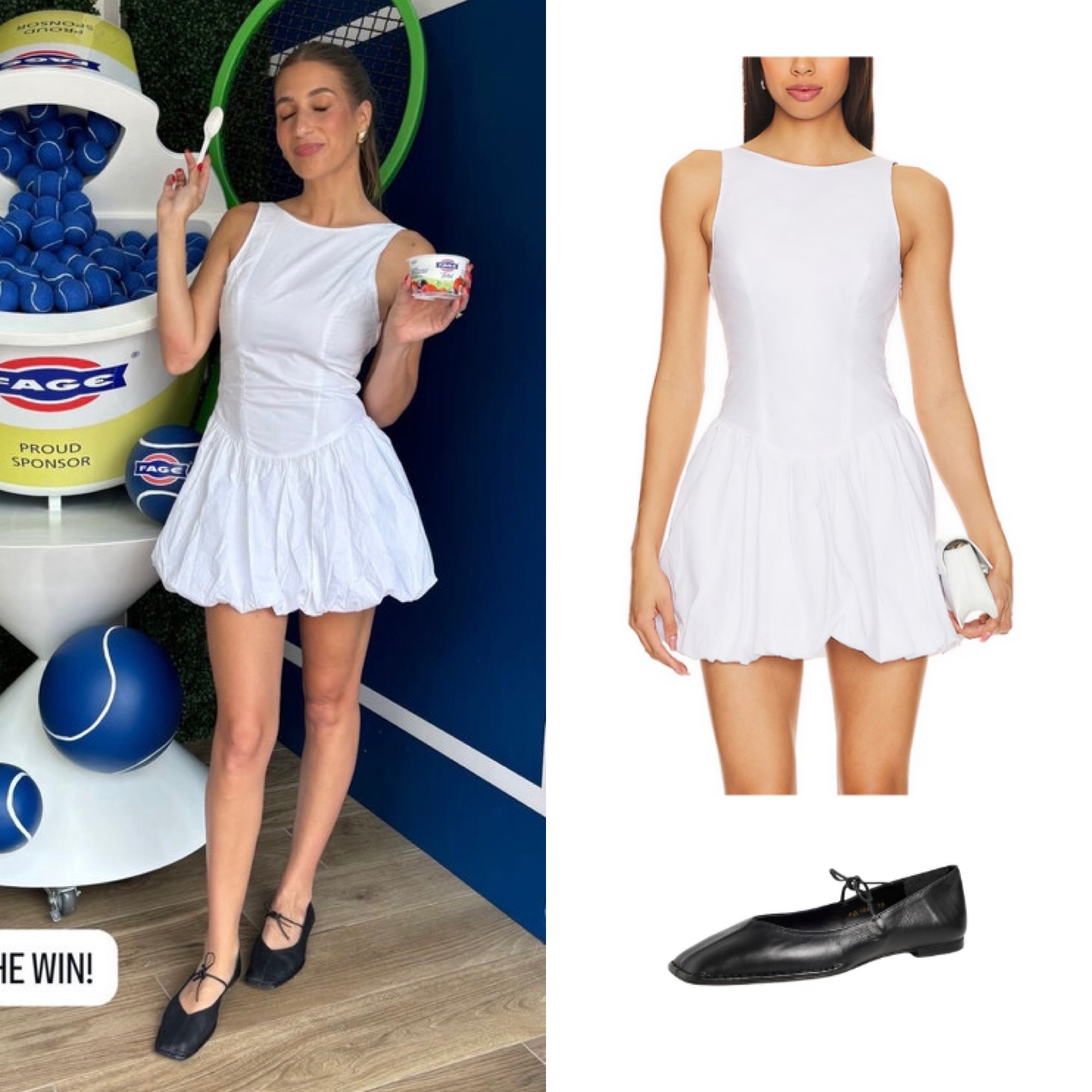 Amanda Batula’s White Bubble Dress and Ballet Flats 📸= @amandabatula 