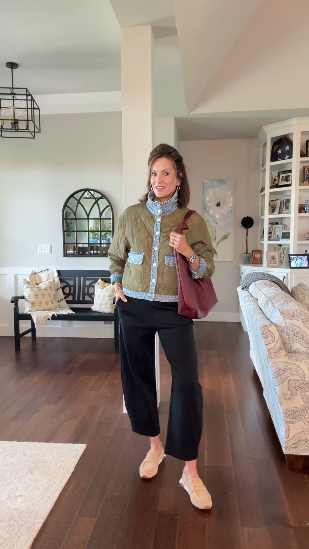 Jacket- large 
Tee - large
Ponte barrel pants - small 

Fall style 
Fall jackets

#LTKMidsize #LTKTravel