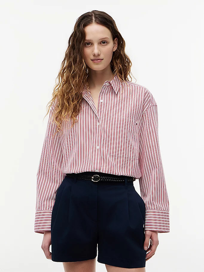 Oversized Fit Flag Embroidery Poplin Shirt | Tommy Hilfiger UK