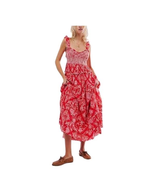 Women Summer Boho Floral Maxi Dress Cap Sleeve Sweetheart Neck Flowy Beach Dress Y2K Bohemian Sun... | Amazon (US)