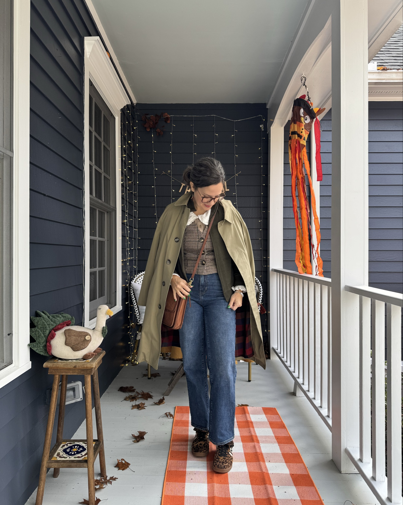 Grandpa aesthetic today and honestly for all of Thanksgiving week. 🦃  My trench coat, Ralph Lauren cardigan and bag are vintage finds. 

#LTKSeasonal #LTKOver40 #LTKHoliday