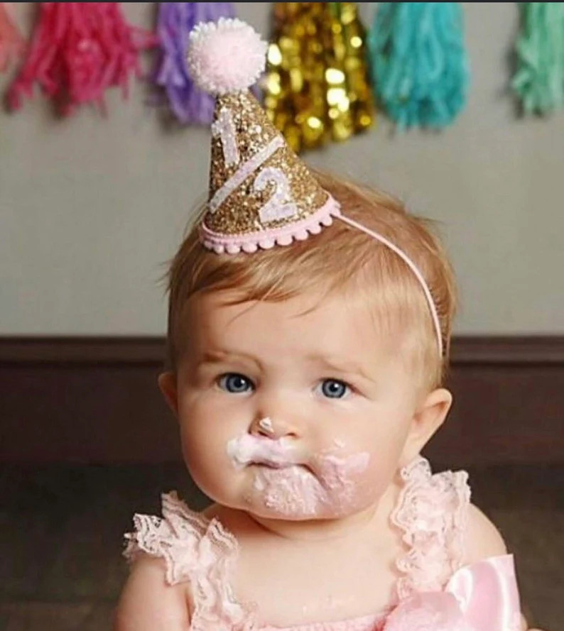 1/2 Birthday Mini Glittery Party Hat 6 Month Birthday Cake Smash Baby Girl Birthday Half Birthday... | Etsy (US)