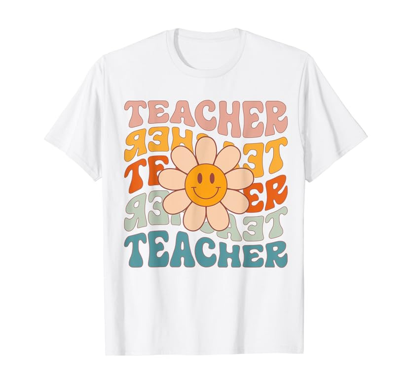 Retro Teacher Daisy Colorful - Elementary School Teacher T-Shirt | Amazon (US)