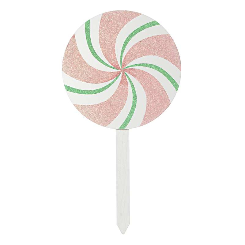 Mrs. Claus' Bakery Pink & White Peppermint Yard Stake, 16" | At Home