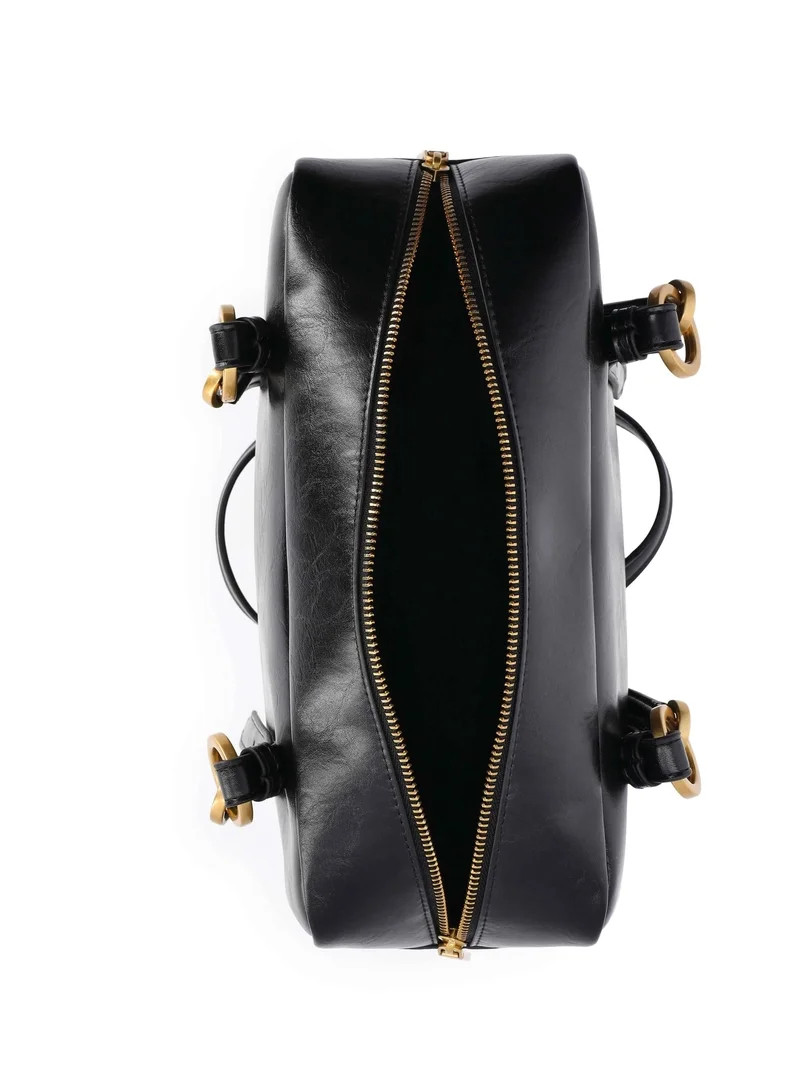 Scoop Women's Faux Leather Top Handle Shoulder Bag, Black - Walmart.com | Walmart (US)