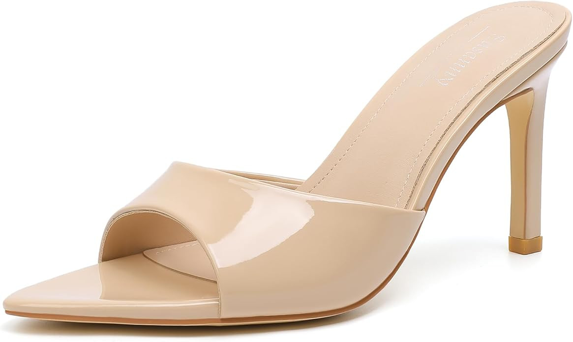 Susanny Women's Sandals Heels Mule High Heels Pointed Open Toe Sandals Sexy Slip on Heeled Summer... | Amazon (US)