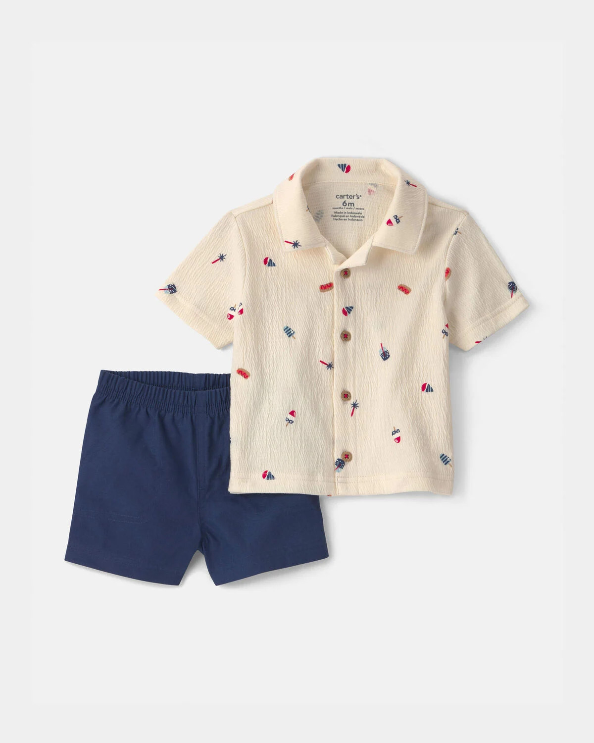 Baby Boy Fourth of July 2-Piece Top & Short Set - Navy Blue/Cream | Carter's Inc