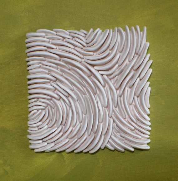 Sea Textures Wall Sculpture - Nautical Ocean Inspired White Clay Wall Art Tile Beach House Decor | Etsy (US)