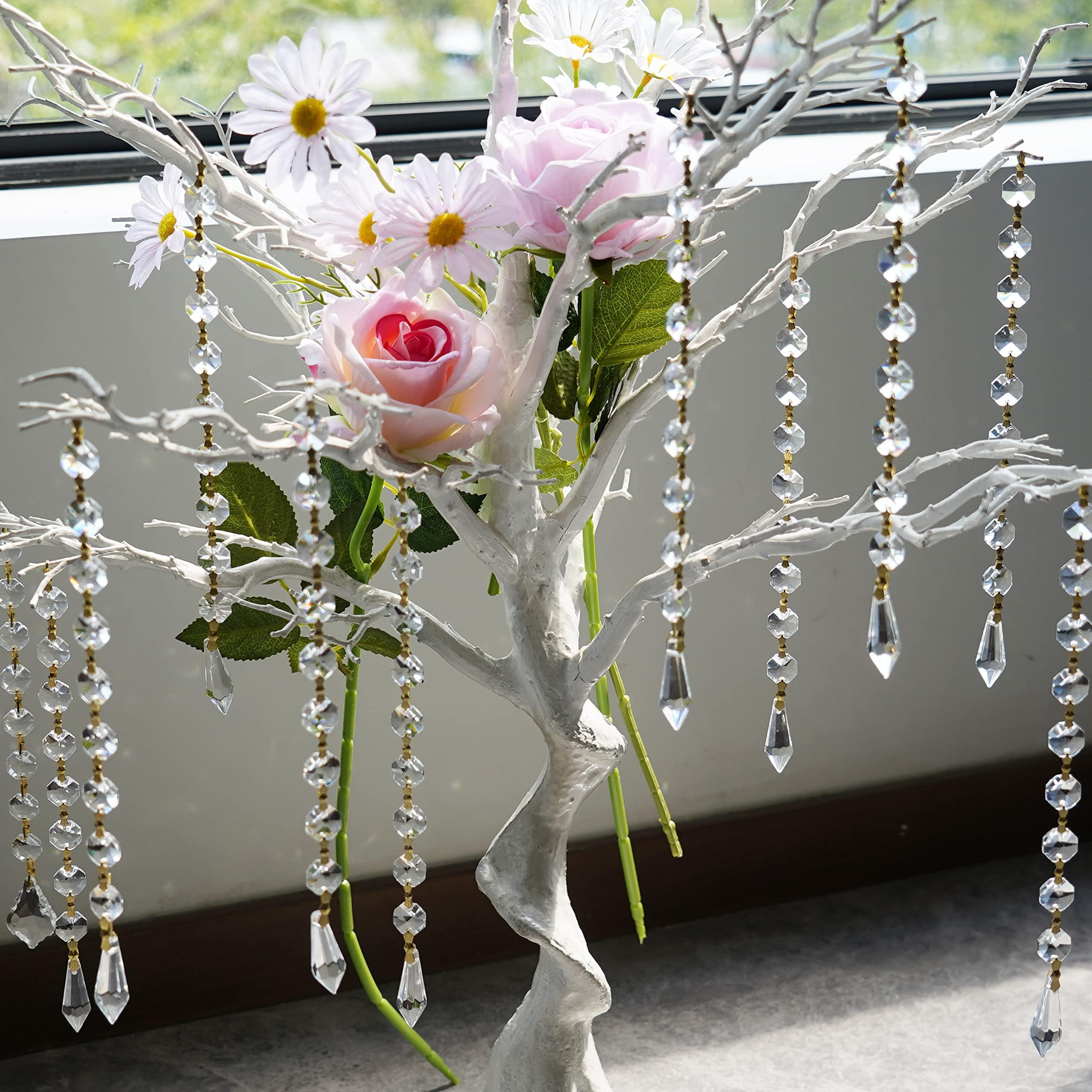 10pcs Hanging Chandelier Crystal Beads Chains Crystal Garland Strands Glass Octagon Beads Lamp Ch... | Amazon (US)