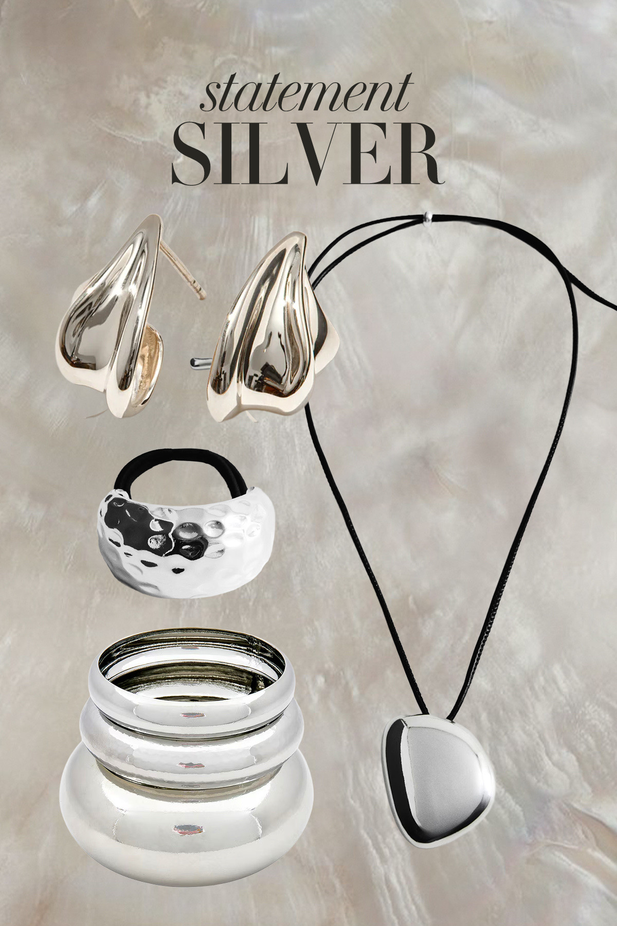 Silver linings: statement pendant necklace, sterling wave earrings, big silver bangles and a metal hair band - jewellery that lifts any outfit for party season or gifting 🎁✨
.
silver statement jewellery | sterling silver wave earrings | pendant necklace | metal hair band | big silver bangles | statement earrings | everyday silver jewellery | layered jewellery | jewellery edit | festive jewellery | party season jewellery | gift guide jewellery | elevated basics | playful jewellery 

#LTKluxury #LTKautumn #LTKgiftguide