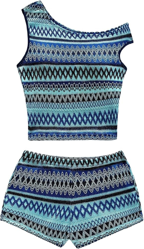 SOLY HUX Women's 2 Piece Striped Off The Shoulder Crop Tops and Mini Shorts Set Summer Y2K Going ... | Amazon (US)