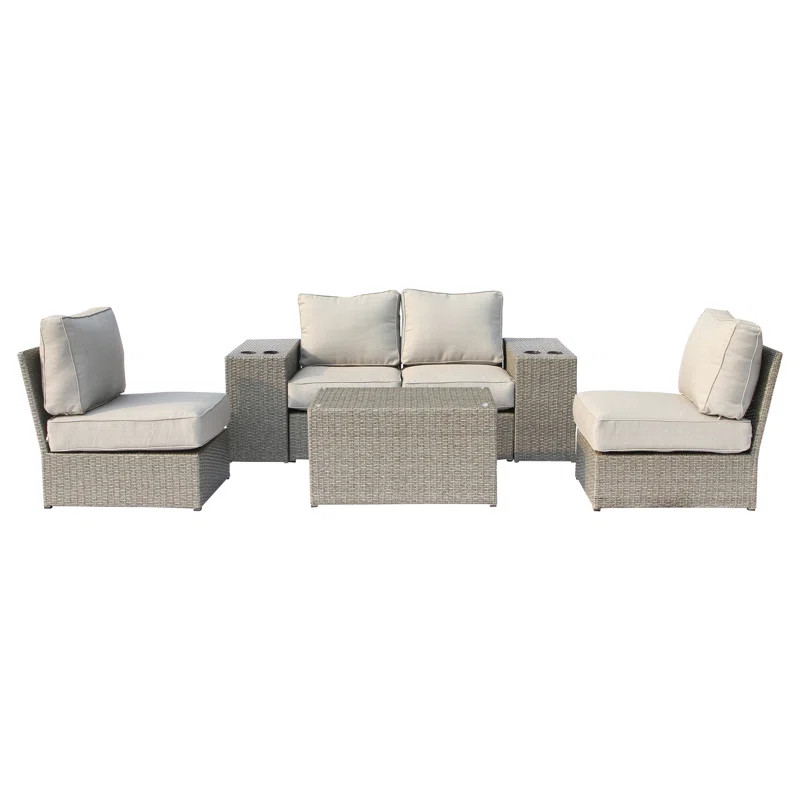 Winsford Wicker/Rattan 4 - Person Seating Group with Cushions | Wayfair North America