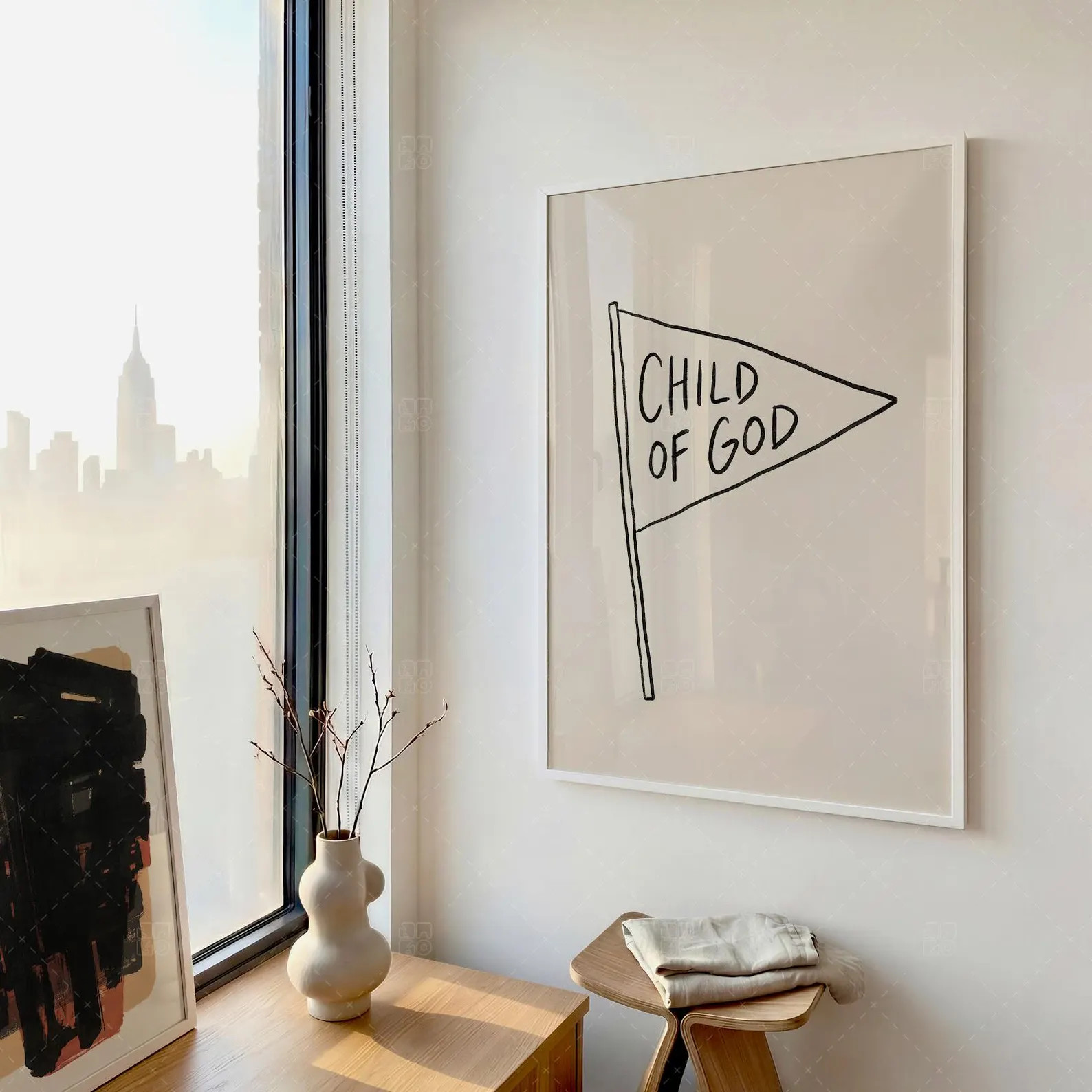 Child of God Pennant Flag Print, Minimalist Religious Wall Art, Inspirational Nursery Decor - Ets... | Etsy (Global)