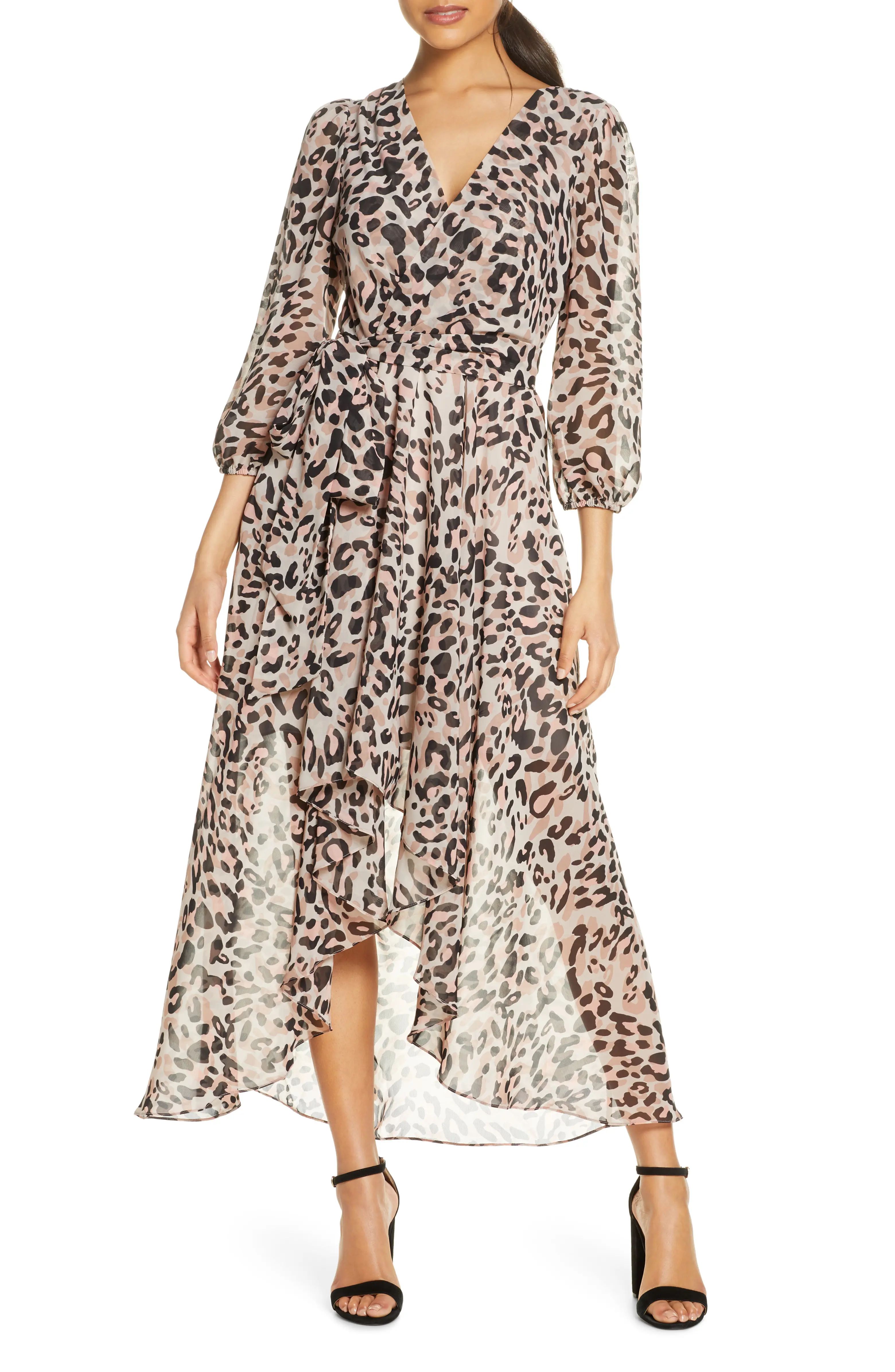 Animal Print High/Low Faux Wrap Dress | Nordstrom