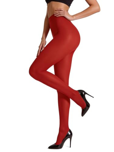 Mila Marutti Red Tights for Women | Semi Opaque Pantyhose Stockings Nylons | Made in EU - Red, L | Amazon (US)