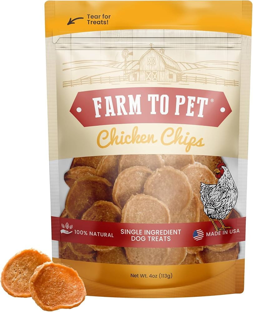 Farm To Pet Chicken Chips for Dogs - Single Ingredient All Natural Dog Treats for Small, Medium, ... | Amazon (US)