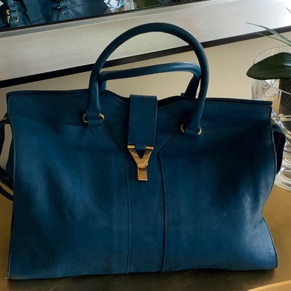 Authentic YSL Chic Cabas bag - Blue | Poshmark