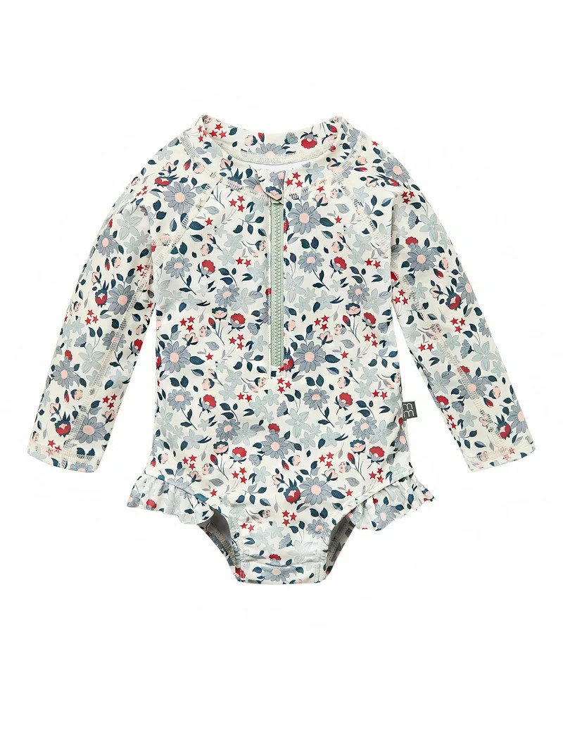 Modern Moments by Gerber Baby and Toddler Girl Peplum Ruffle Rash Guard, Sizes 0/3M - 5T | Walmart (US)