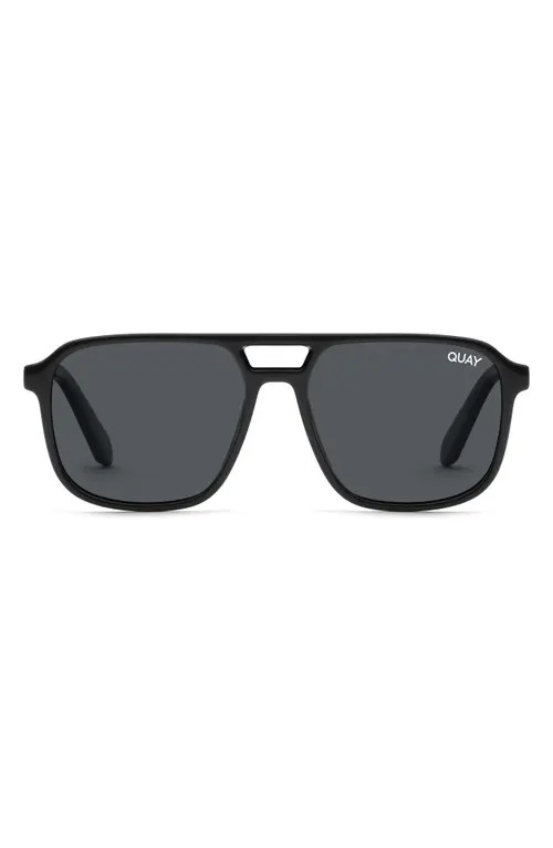 Quay Australia On the Fly 48mm Polarized Aviator Sunglasses in Black /Smoke at Nordstrom | Nordstrom