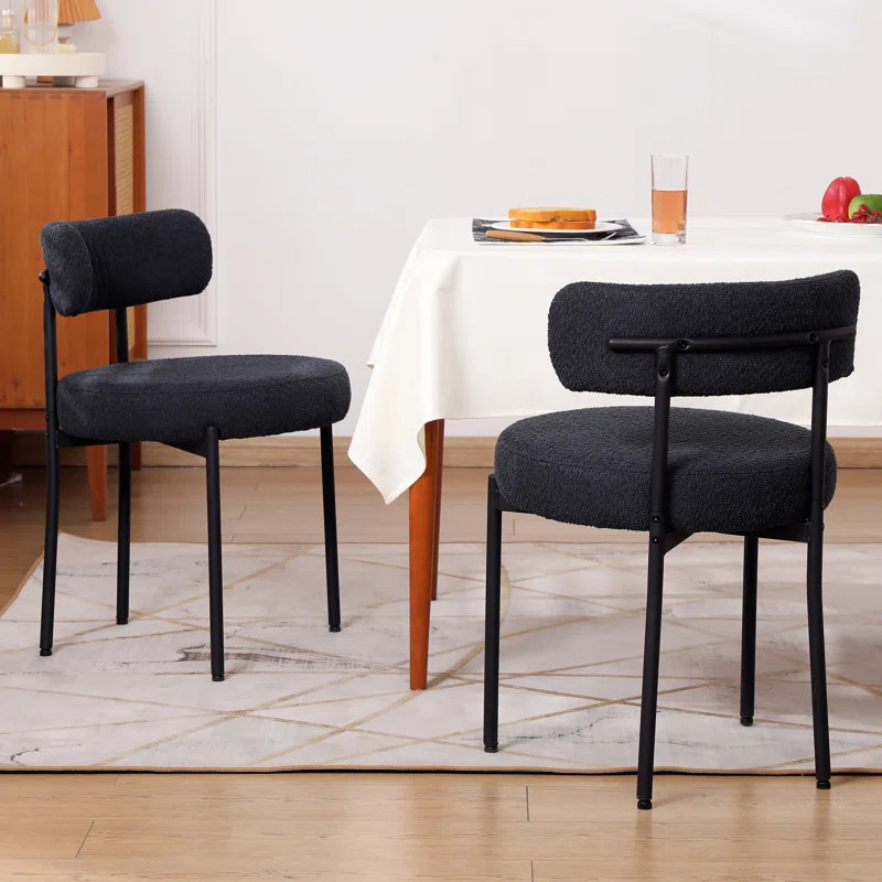 Modern Accent Chair, Upholstered Dining Chairs Set Of 4, Short Plush Fabric, Armless Dining Chair... | Wayfair North America
