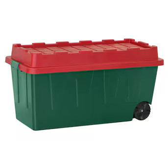 Holiday Living X-large 64-Gallon s (256-Quart) Green Heavy Duty Rolling Tote with Latching Lid | Lowe's