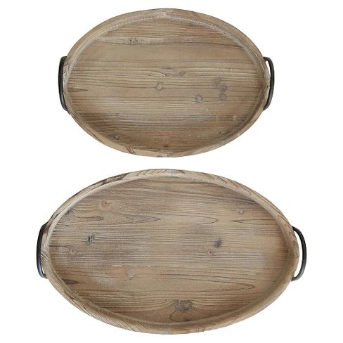 Decorative Wood Trays with Metal Handles (S-2 21"L x 13-1-2") | Target