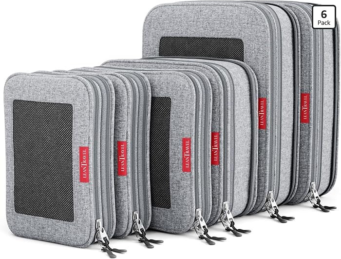 LeanTravel Premium Compression Packing Cubes for Travel - Suitcase Organizer Bags with Double Zip... | Amazon (US)