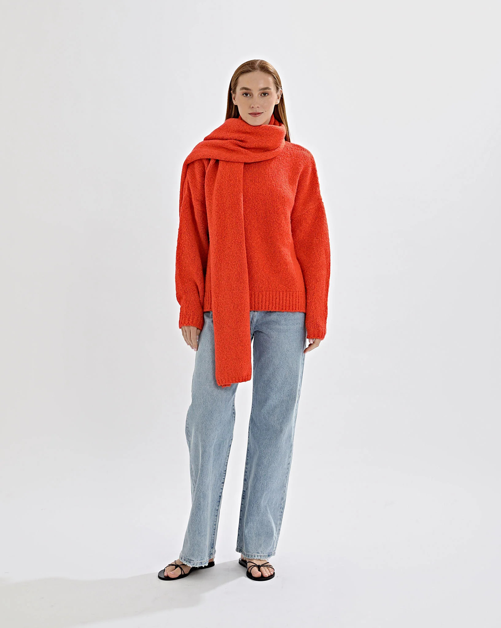 Valentina Knit Scarf Red Marl | One Mile