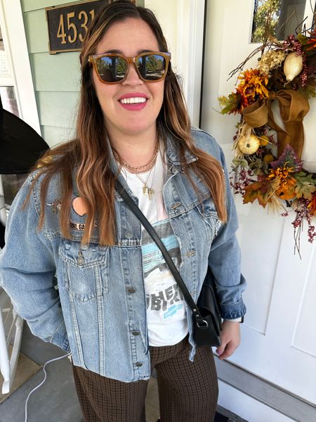 Graphic t-shirt Jean jacket and Old Navy wide leg pants with crossbody bag. Classic style for everyday. #oldnavy #denimjacket #classicstyle 

#LTKGiftGuide #LTKstyletip