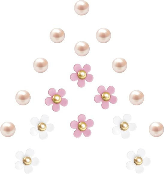 Cute Flower Shoe Charms for Women, 18Pcs Acrylic Daisy Charms with Pearls Decoration for Girls' C... | Amazon (US)